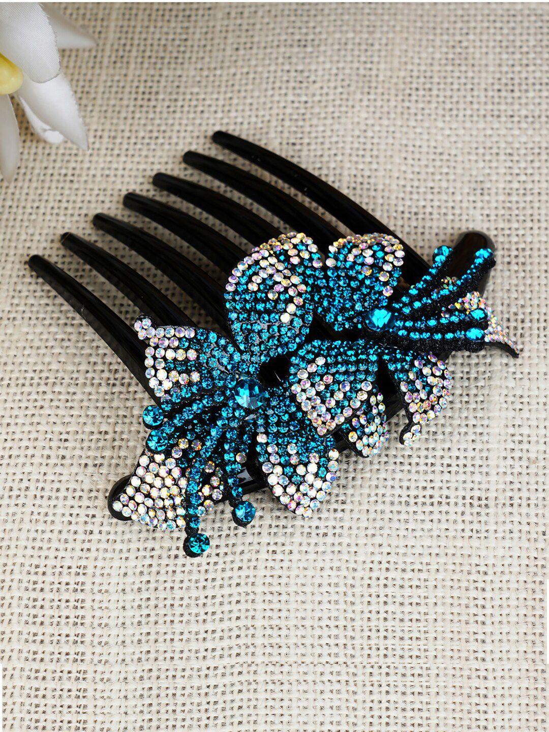 mizorri-women-blue-&-black-embellished-claw-clip