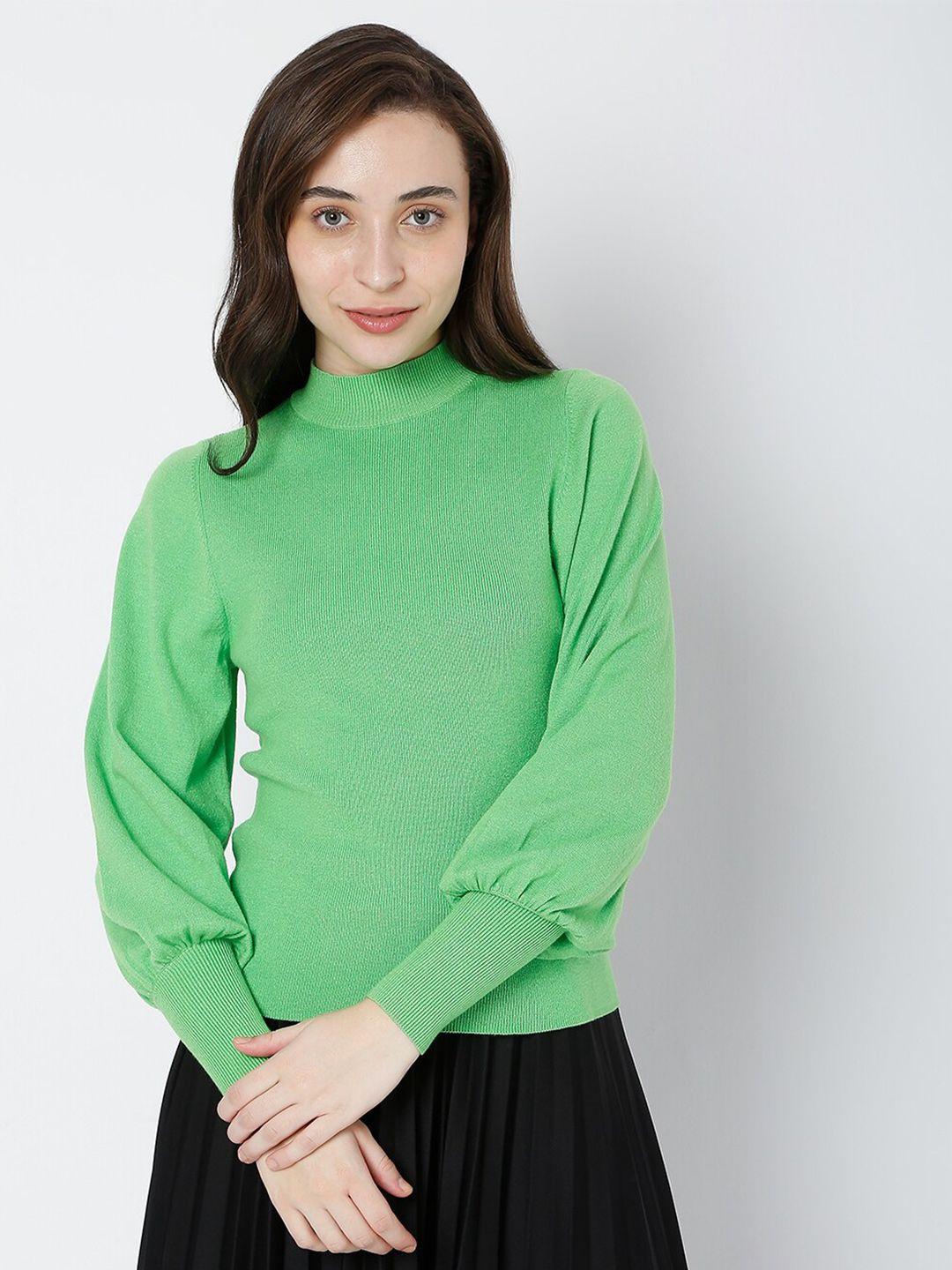 vero-moda-women-green-turtle-neck-pullover