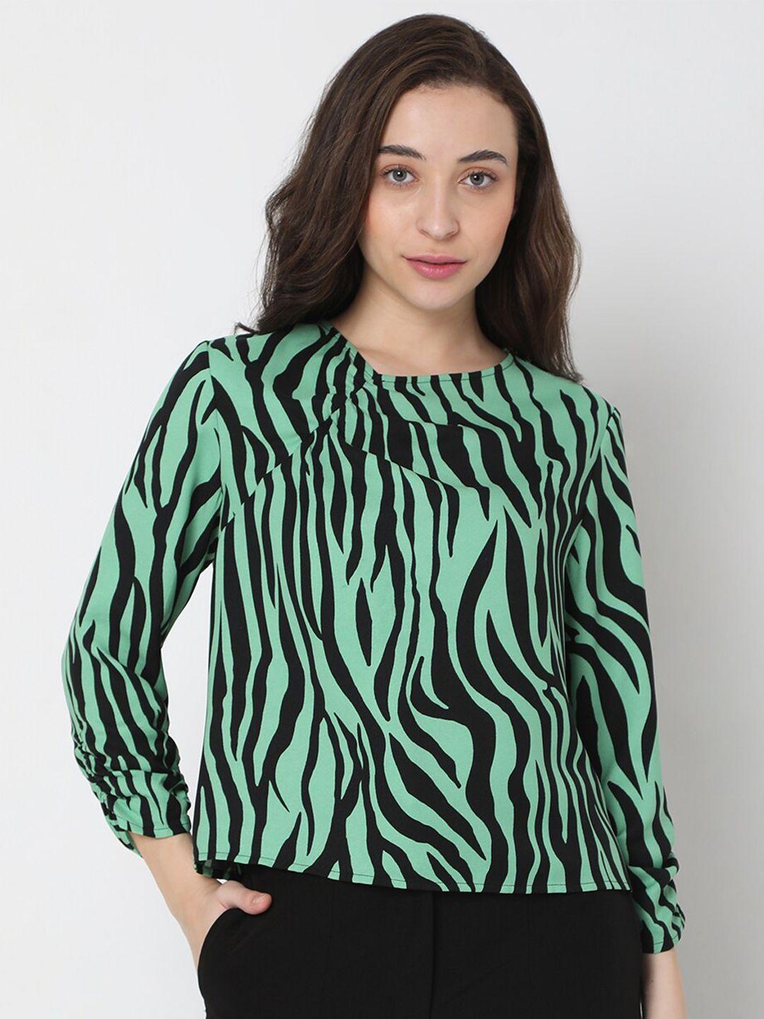 vero-moda-women-green-animal-printed-top
