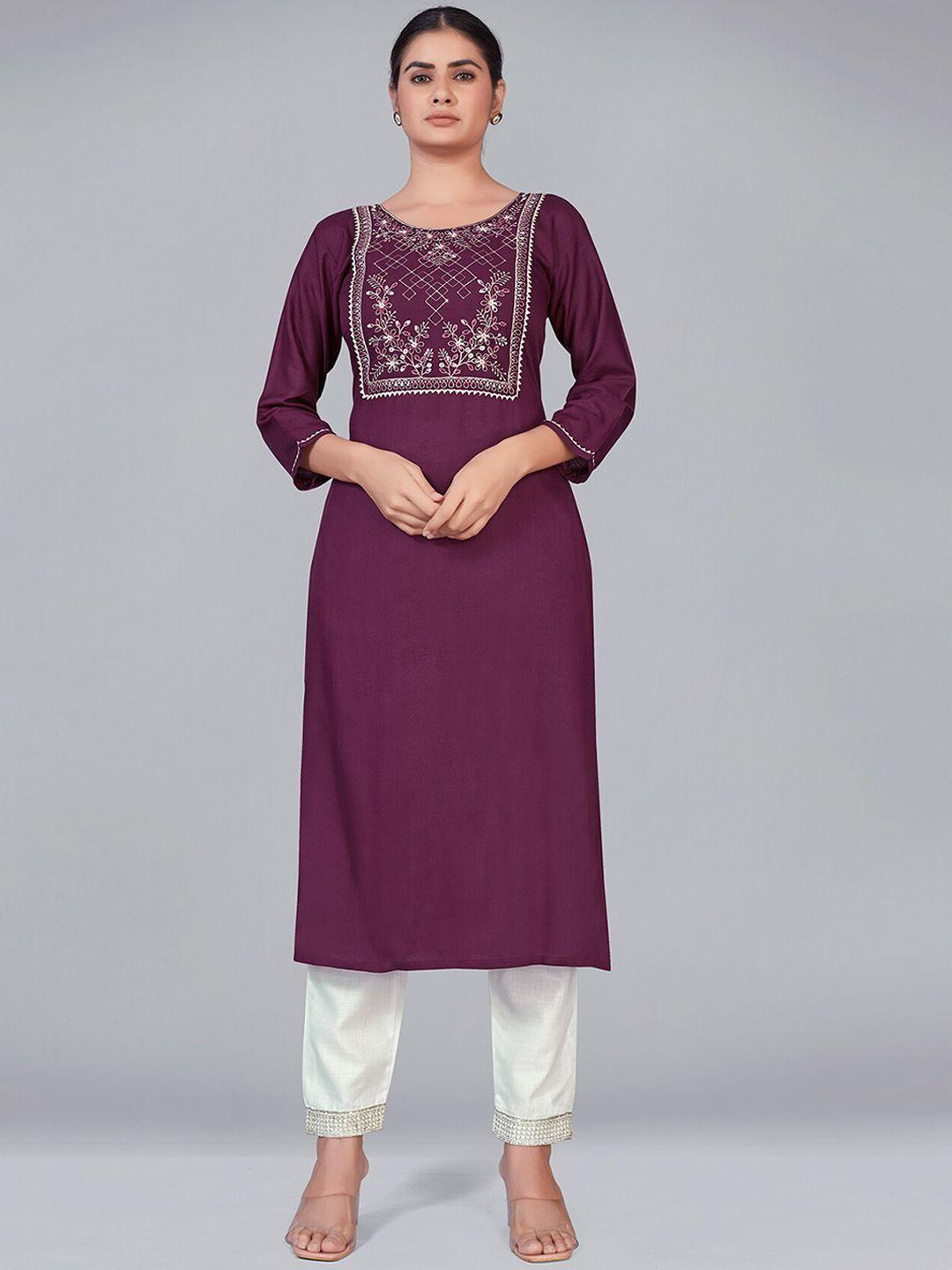 monjolika-fashion-women-purple-floral-yoke-design-sequinned-kurta-with-trousers