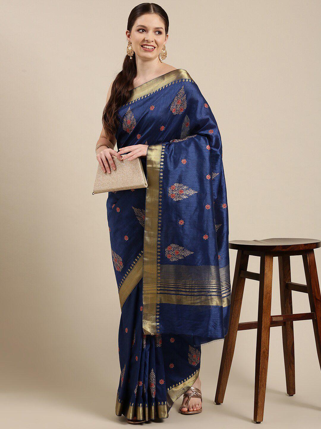 the-chennai-silks-blue-&-red-floral-embroidered-saree