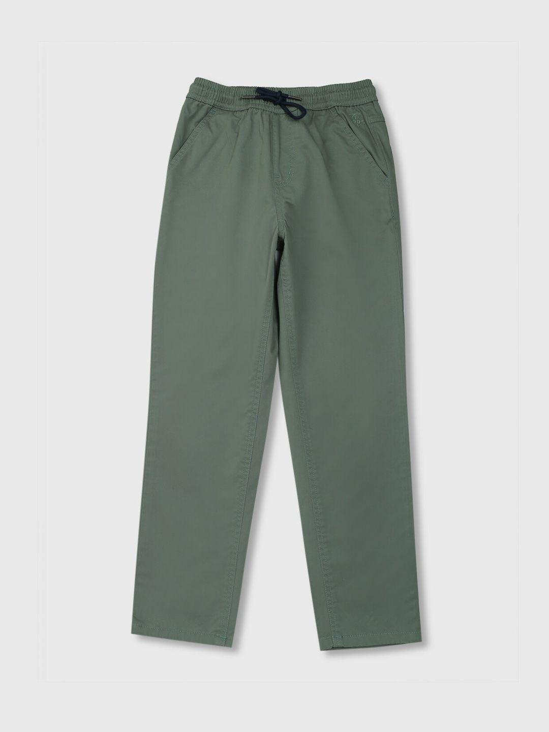 Palm Tree Boys Green Solid Trousers