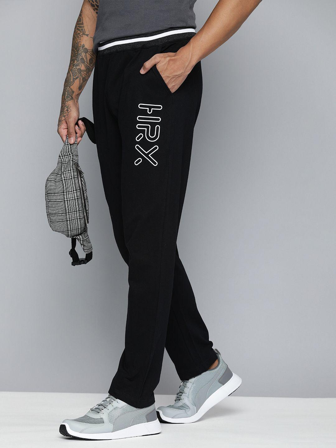 hrx-by-hrithik-roshan-men-black-printed-detail-regular-fit-track-pants