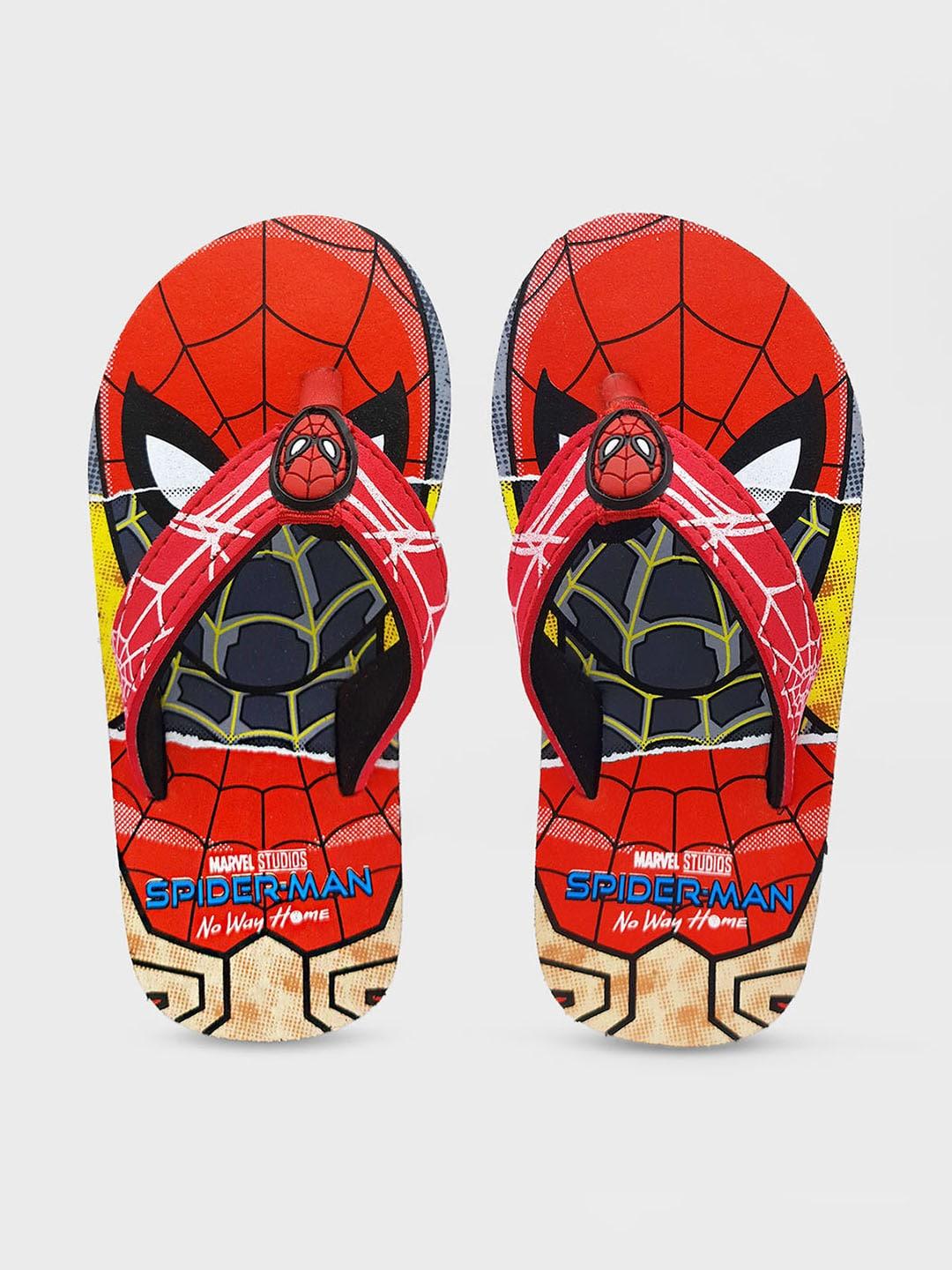 Kids Ville Boys Red & Black Spider-Man Printed Rubber Thong Flip-Flops