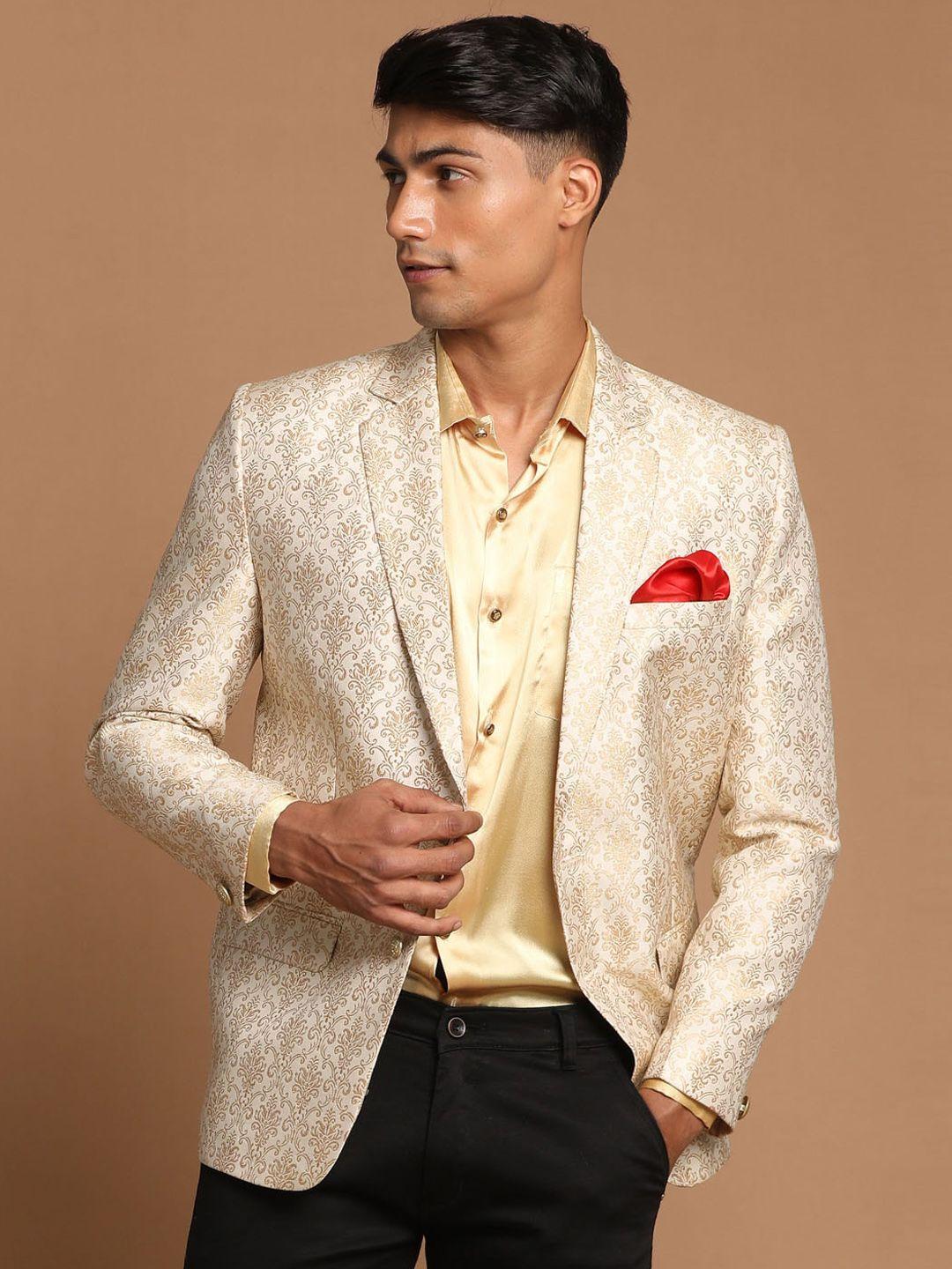 vastramay-men-gold-colored-self-design-blazer