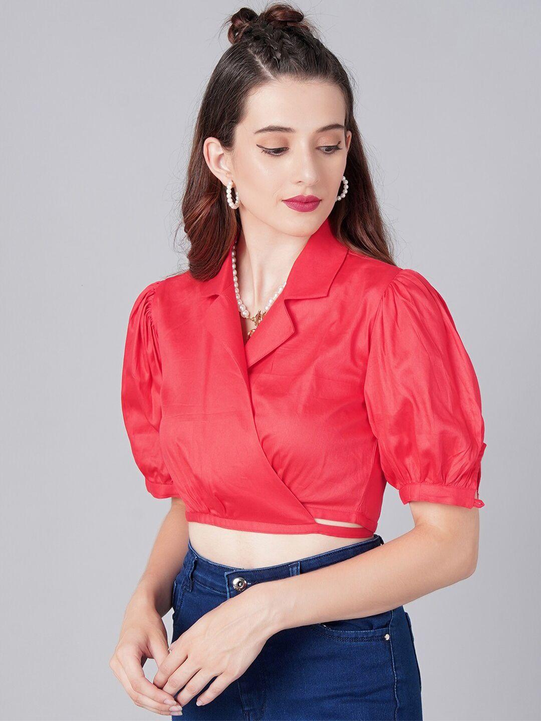 Cation Women Red Wrap Crop Top