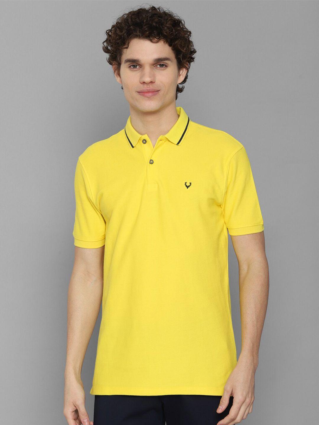 Allen Solly Men Yellow Polo Collar Applique T-shirt