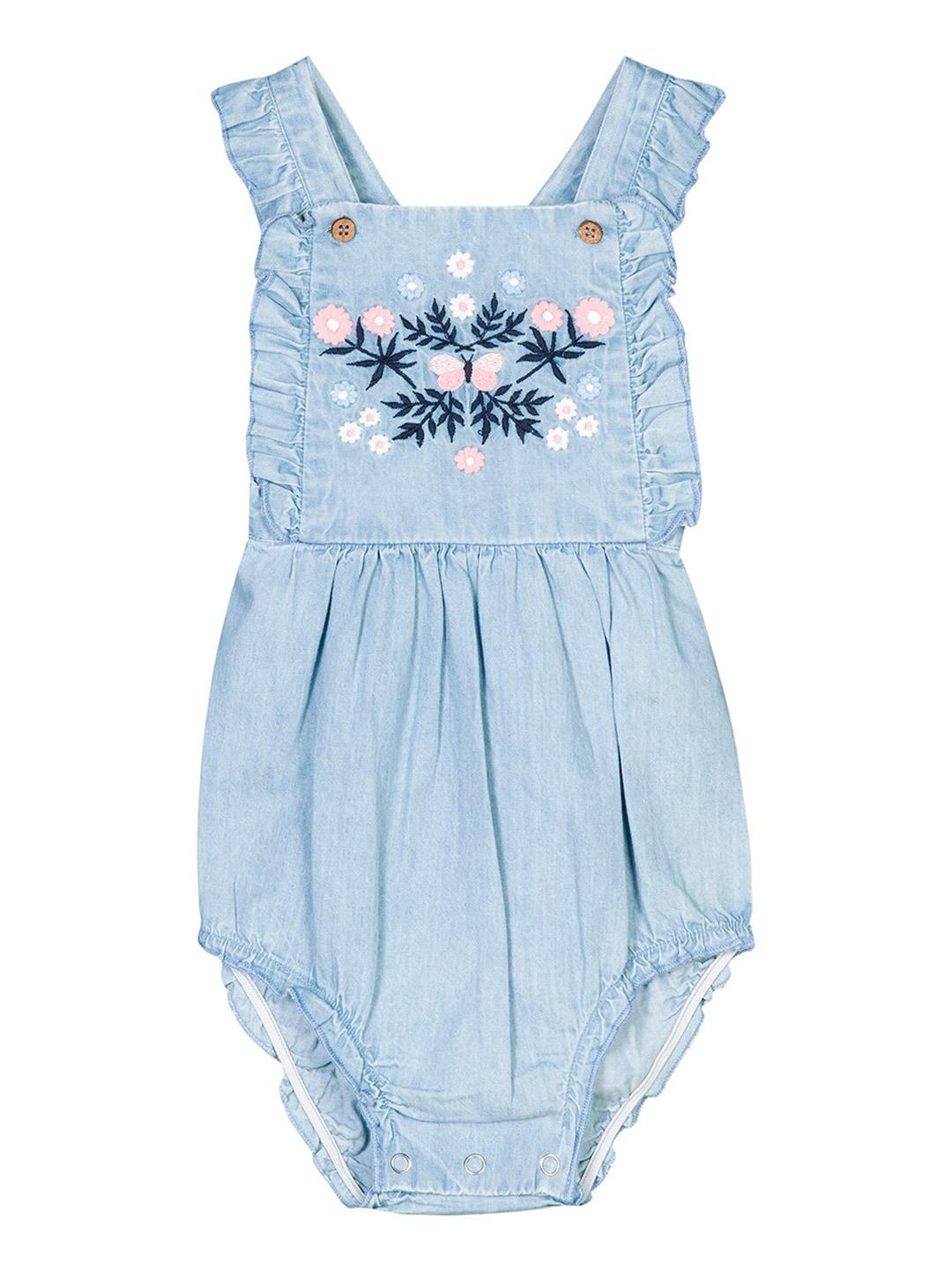 budding-bees-infant-girls-blue-denim-embroidered-rompers-with-ruffles-detail