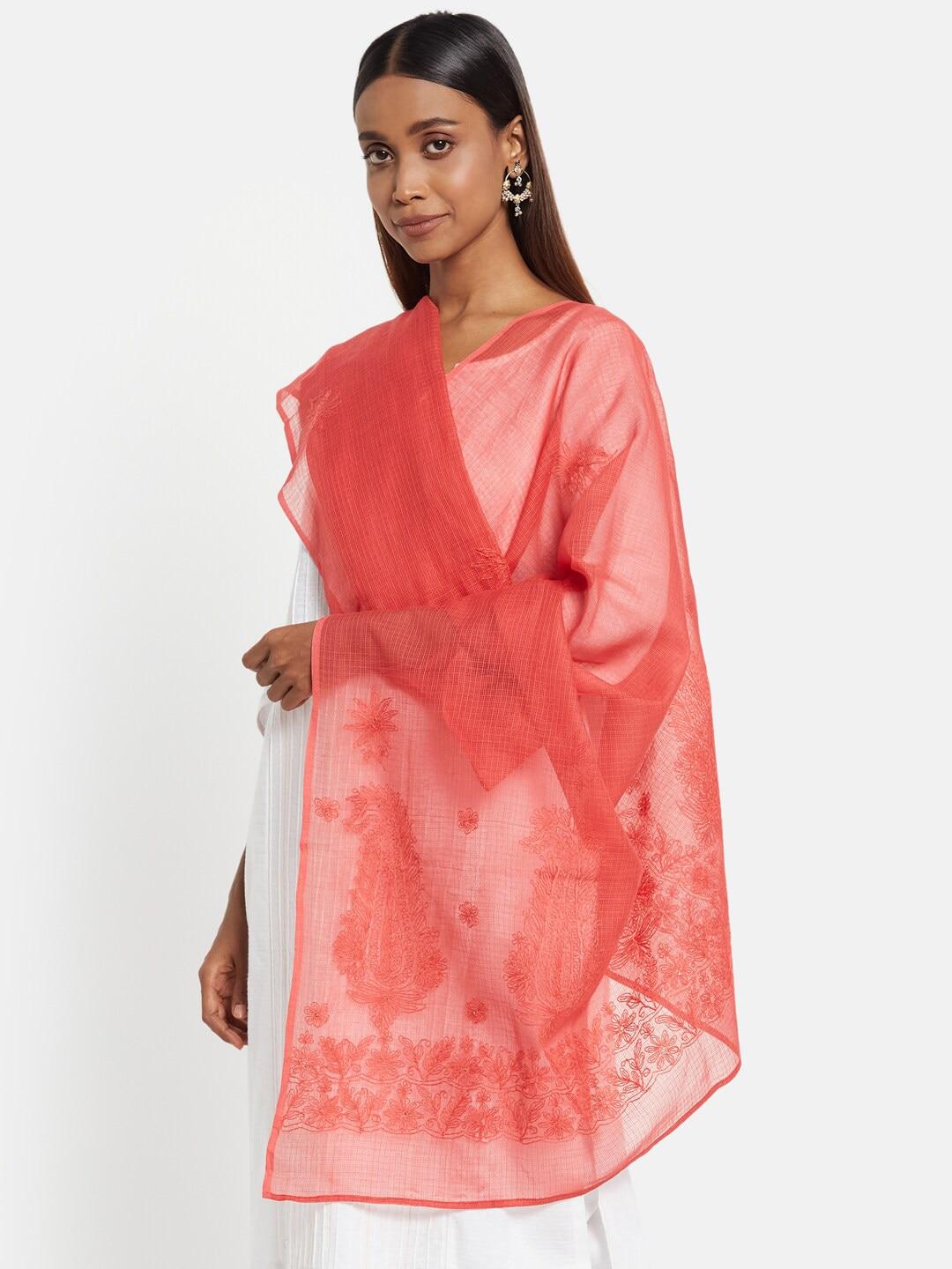fabindia-red-embroidered-cotton-silk-dupatta-with-thread-work