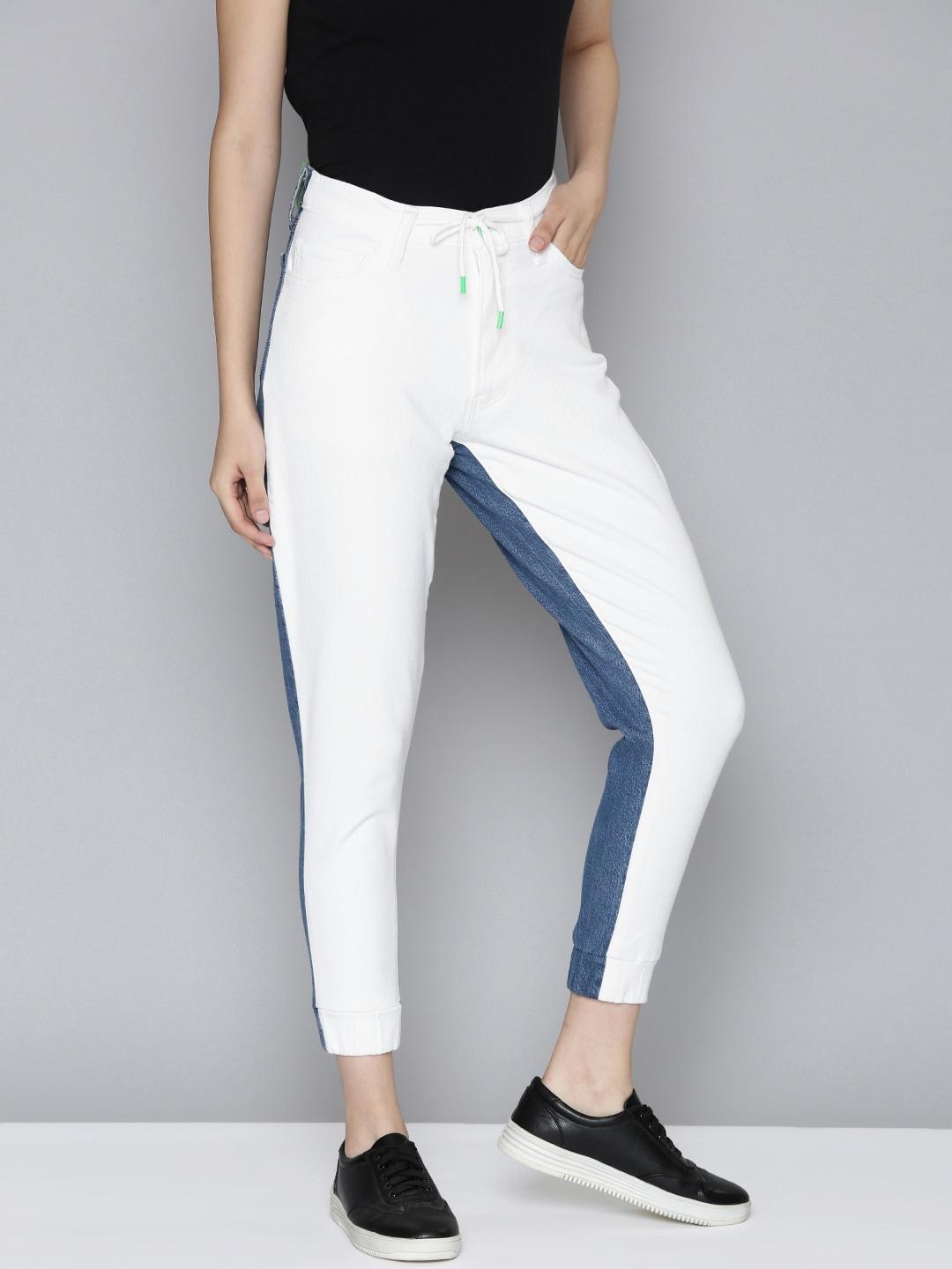 levis-women-white-&-blue-colourblocked--501-straight-fit-woven-jogger-trousers
