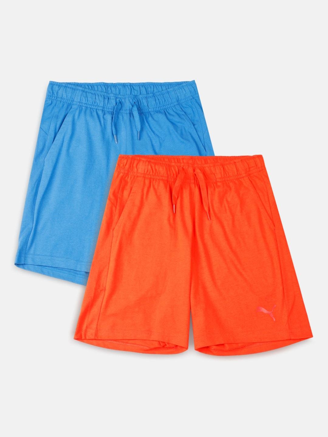 Puma Boys Pack of 2 Red & Blue Outdoor Drawstrings Sports Shorts
