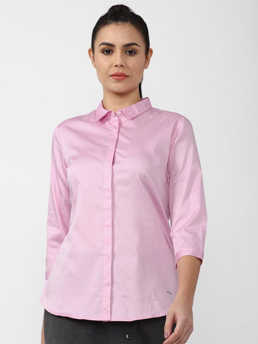 Van Heusen Woman Women Pink Solid Casual Shirt
