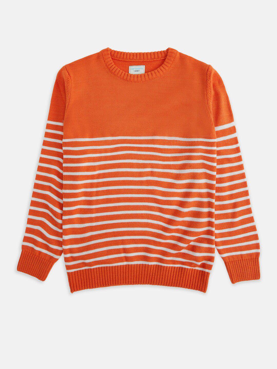 pantaloons-junior-boys-orange-&-white-striped-pullover
