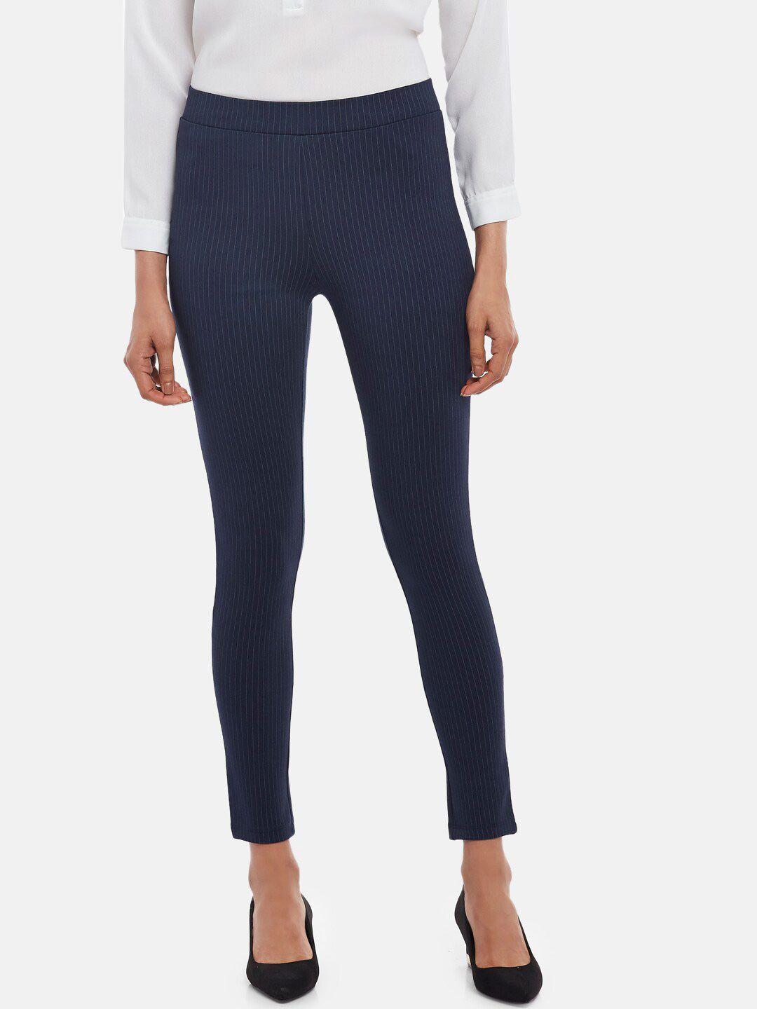 annabelle-by-pantaloons-women-navy-blue-striped-treggings