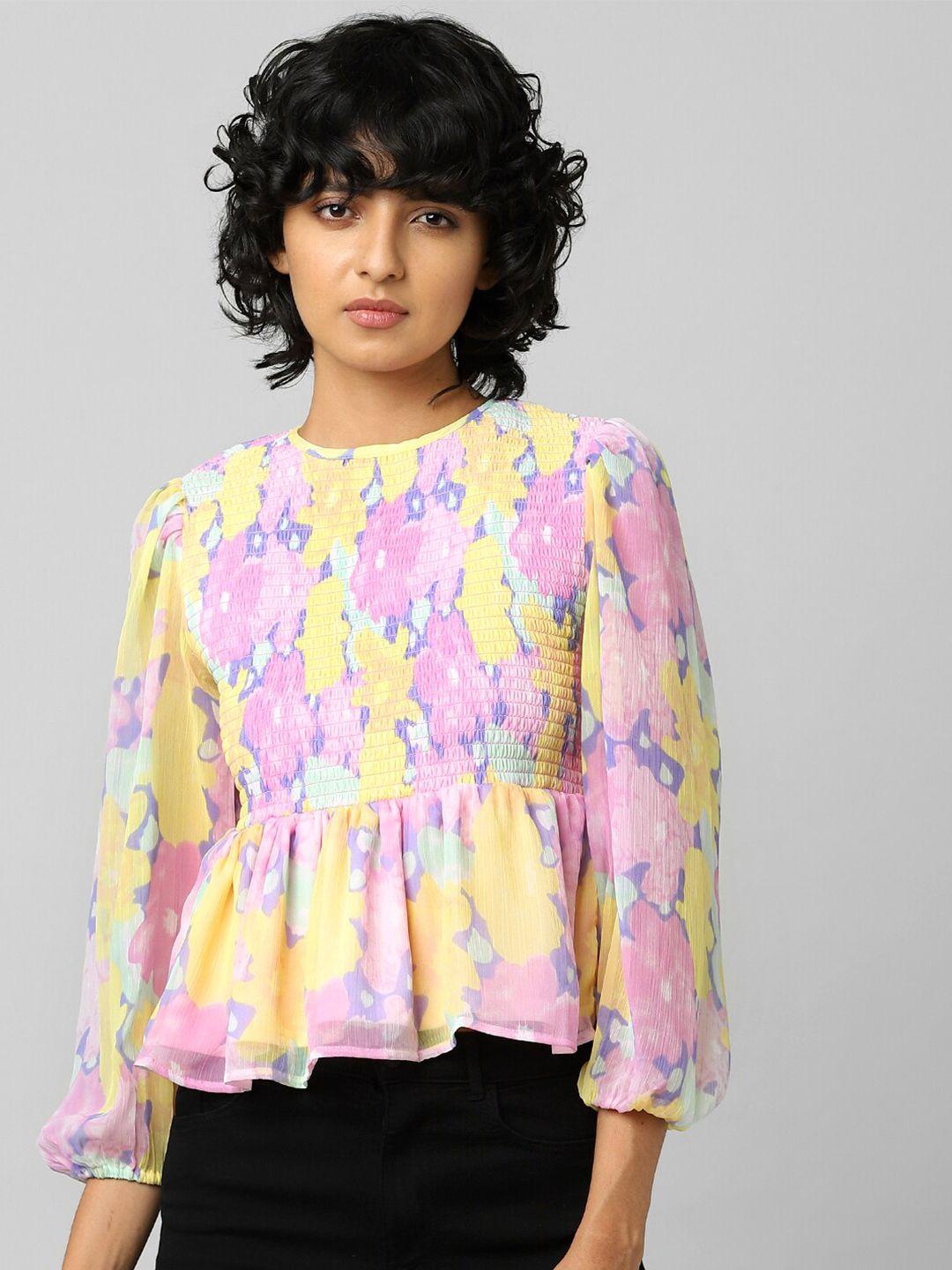 only-yellow-and-pink-floral-print-top