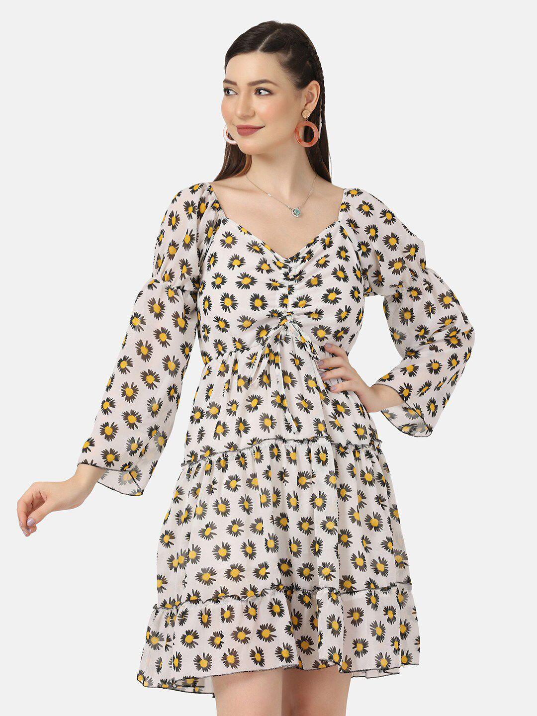 buy-new-trend-yellow-floral-georgette-a-line-dress