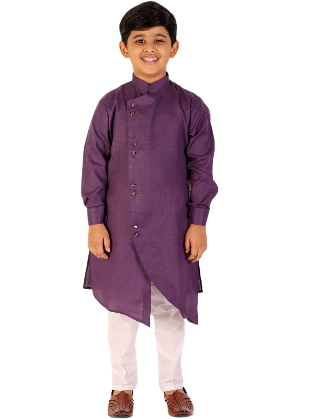 Pro-Ethic STYLE DEVELOPER Boys Purple & White Solid Jacquard Clothing Set