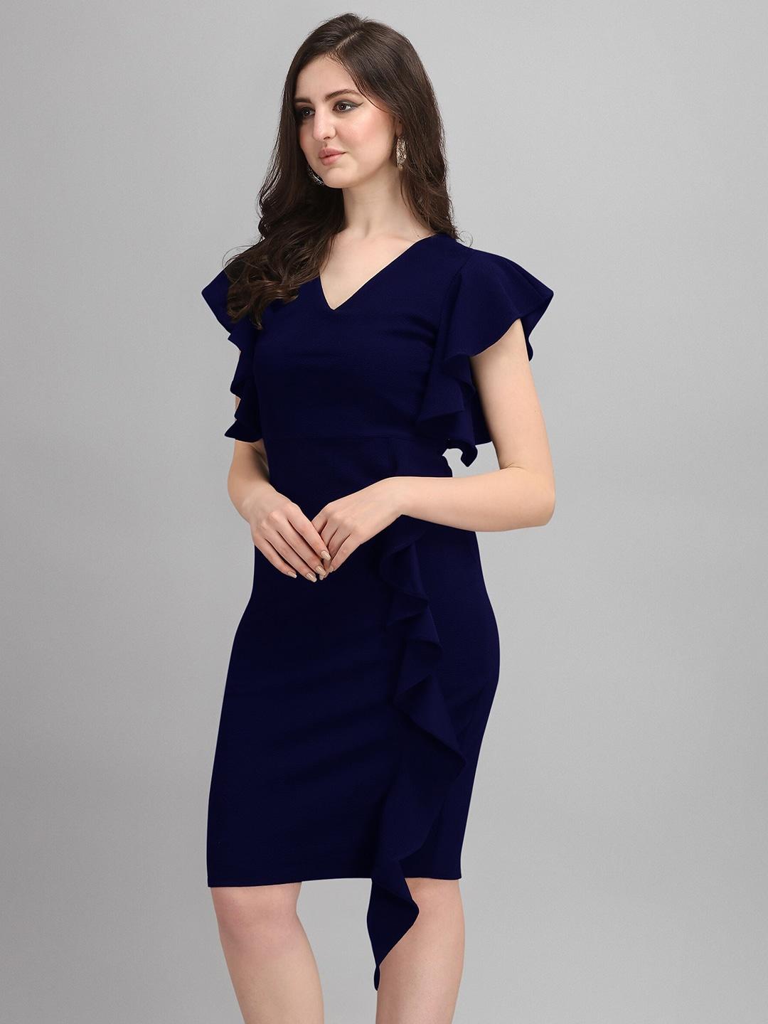 SHEETAL Associates Blue Formal A-Line Dress