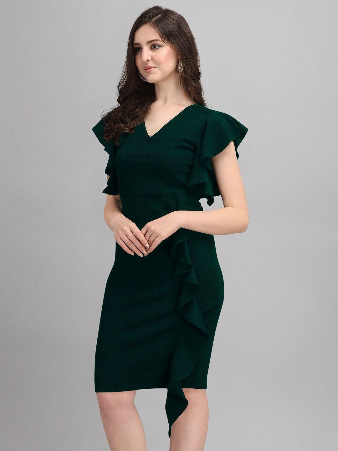 sheetal-associates-green-a-line-dress