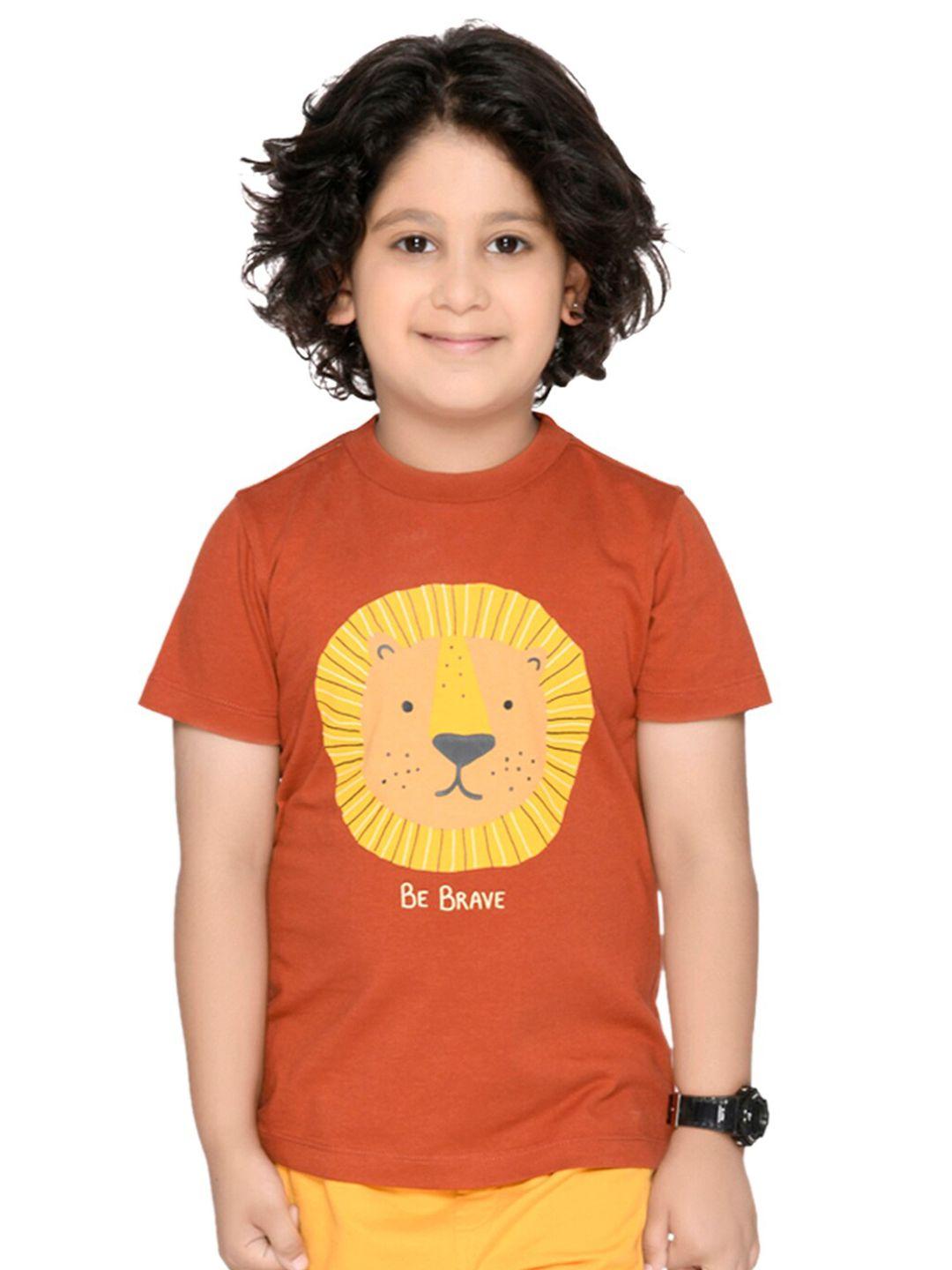 SPUNKIES Boys Orange Simba Printed Organic Cotton T-shirt