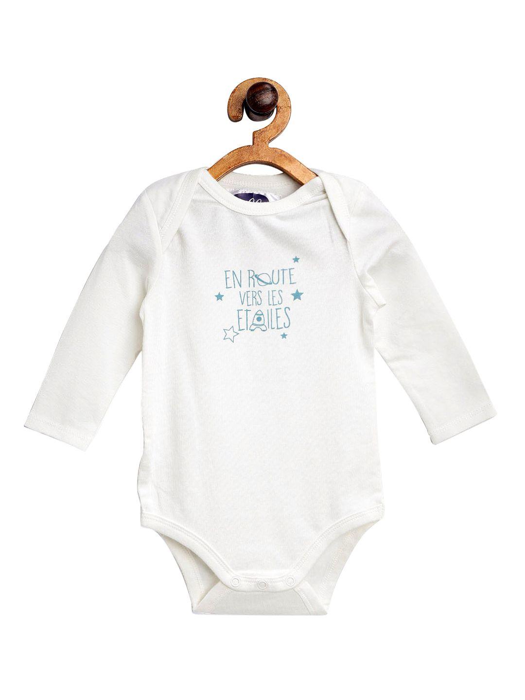 Eimoie Girls Off White Solid Pure Cotton Rompers