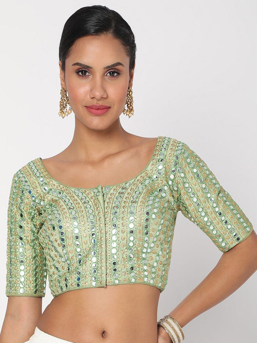salwar-studio-women-green-embroidered-silk-readymade-saree-blouse