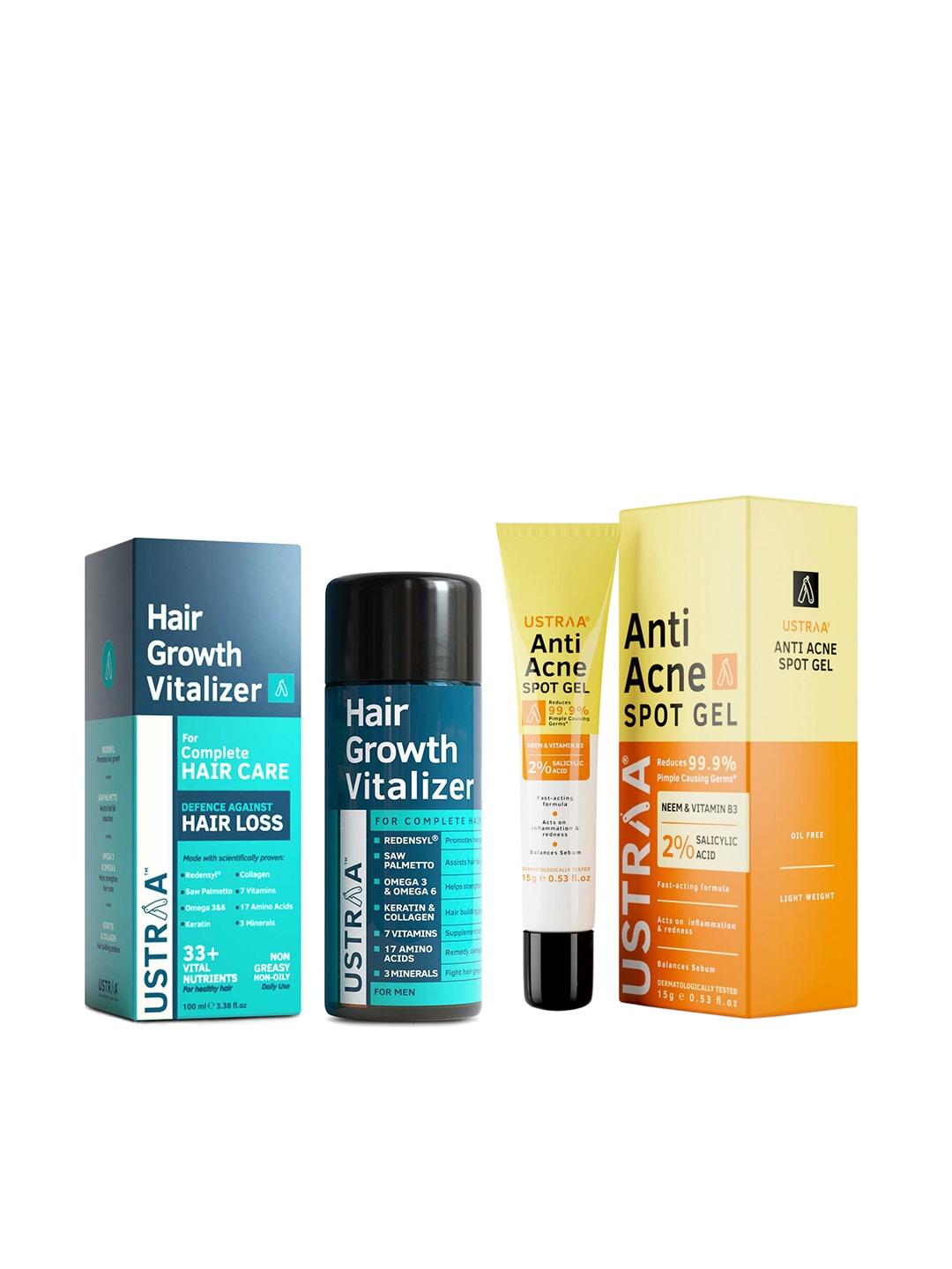 Ustraa Men Set of Hair Growth Vitalizer 100 ml & Oil Free Anti-Acne Spot Gel 15 g