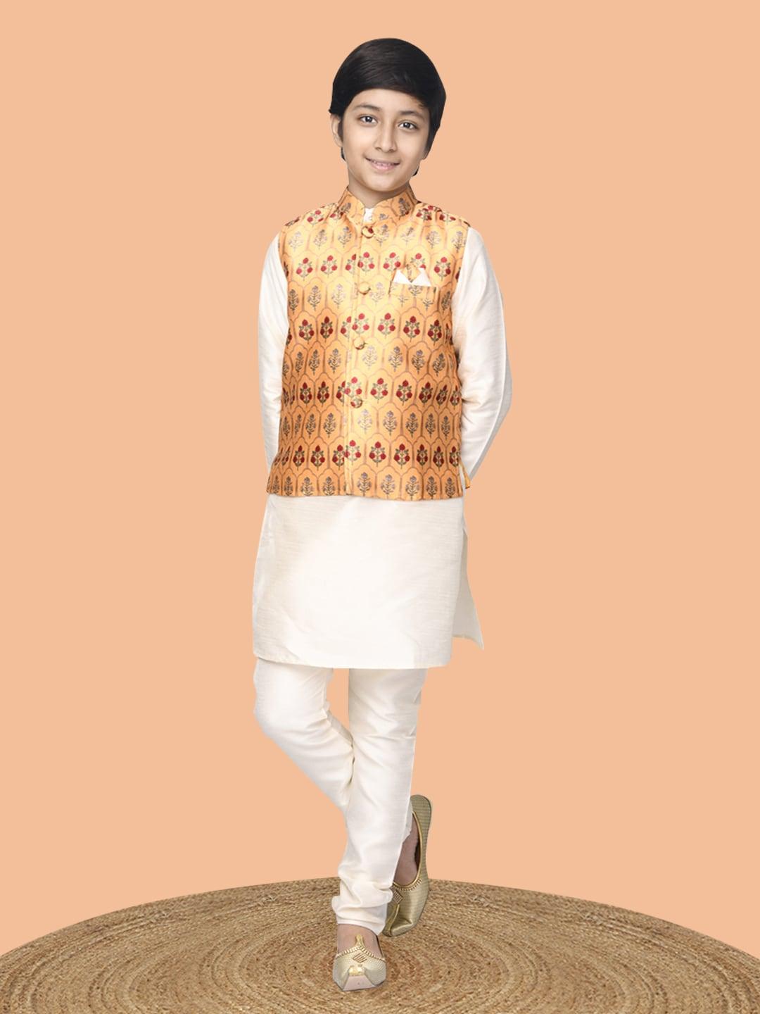 lilpicks-boys-white-ethnic-motifs-dupion-silk-kurta-pyjama-set-with-printed-nehru-jacket