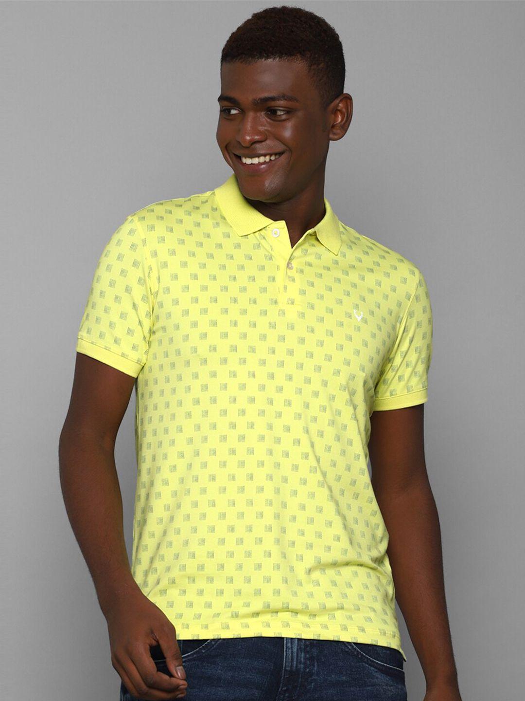 allen-solly-men-yellow-&-grey-printed-polo-collar-t-shirt