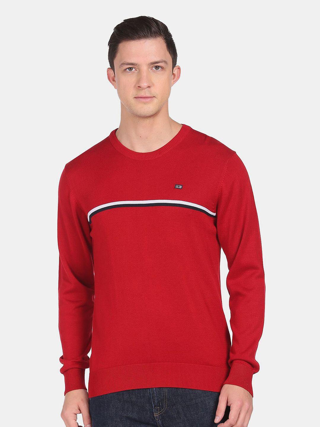 Arrow Sport Men Red & White Cotton Pullover