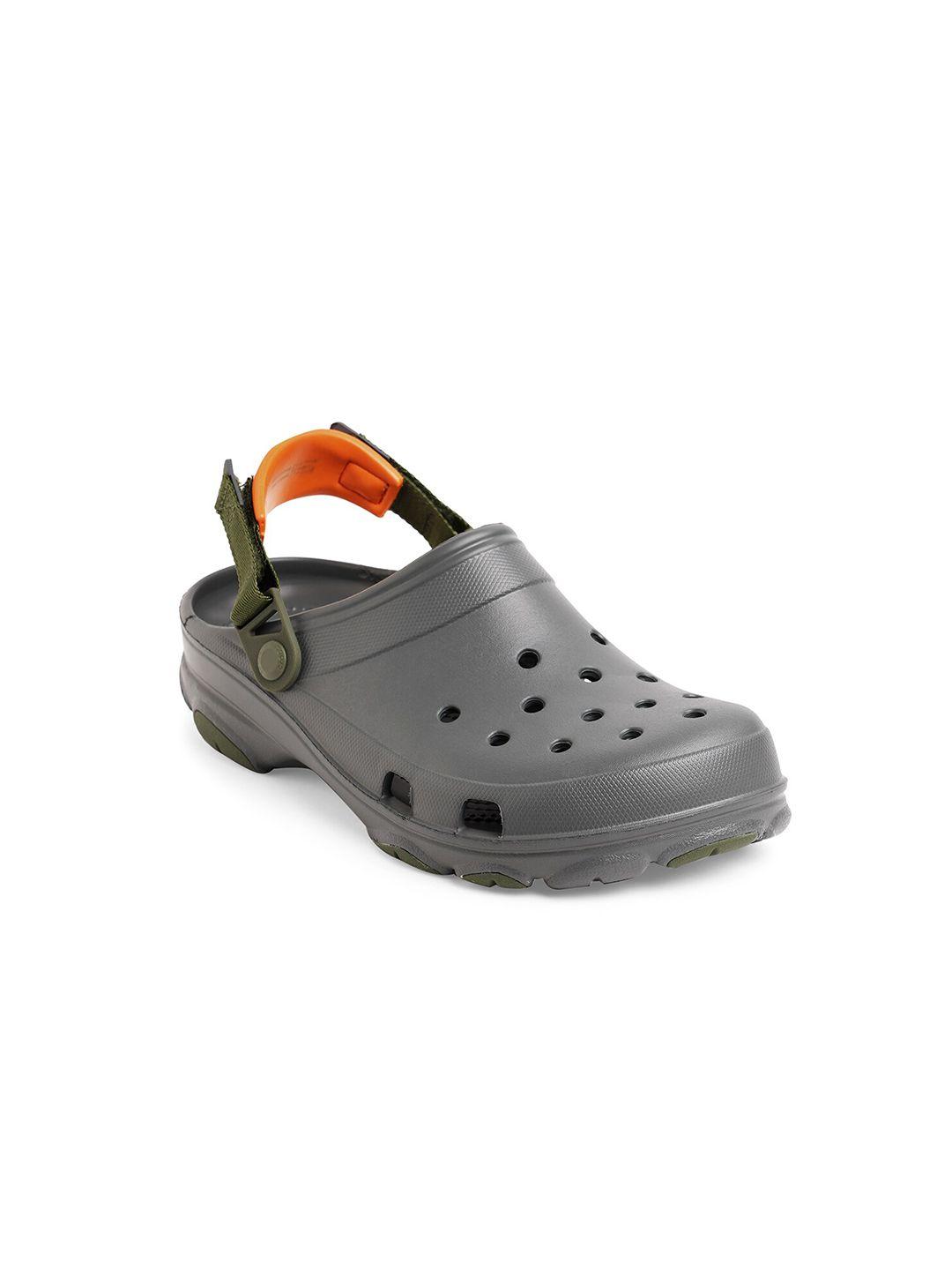 Crocs Unisex Grey & Orange Clogs Sandals