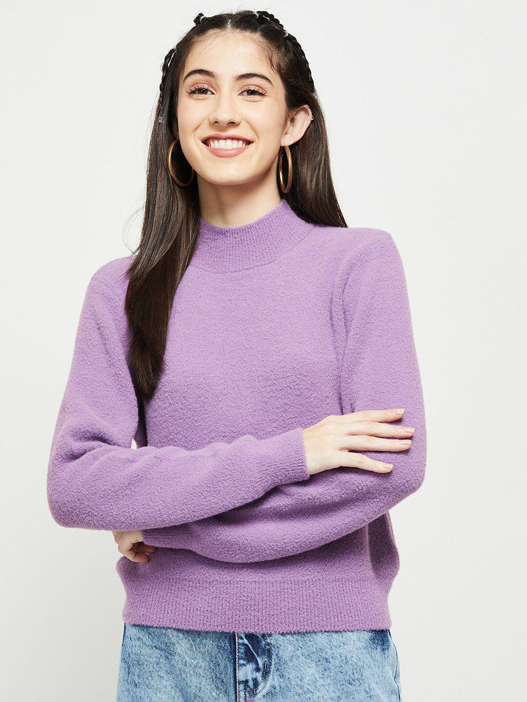 max-women-lavender-solid-pullover