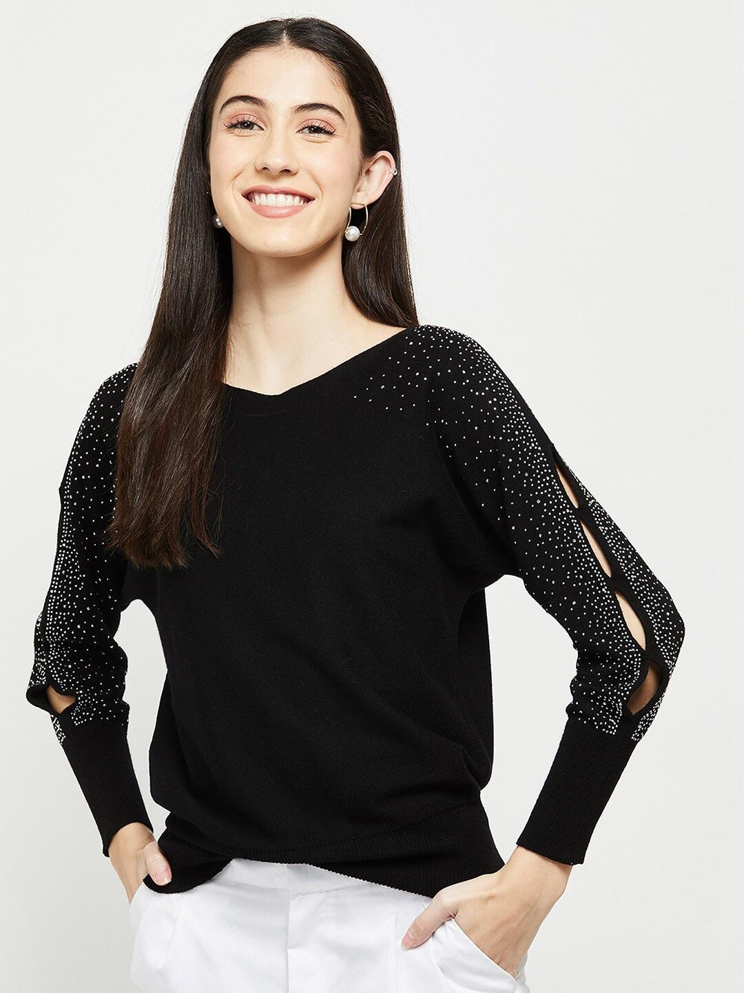 max-women-black-embroidered-pullover-with-embellished-detail