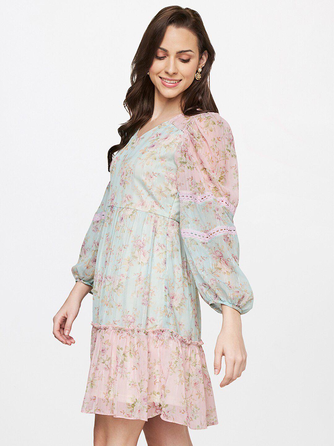 and-multicoloured-floral-printed-lace-insert-dress