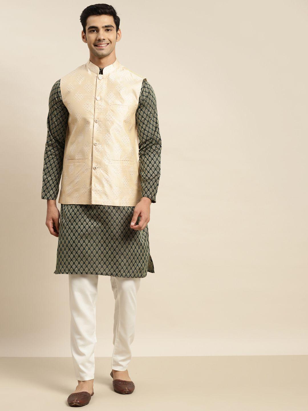 sojanya-men-green-ethnic-motifs-kurta-with-churidar-&-nehru-jacket