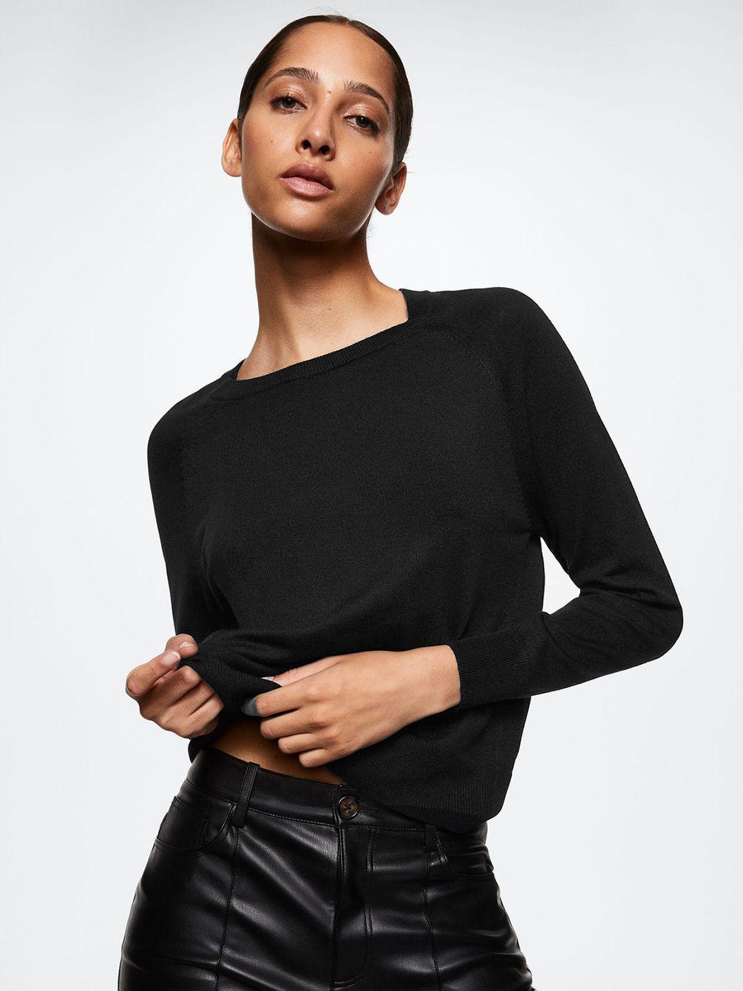 mango-women-black-solid-pullover