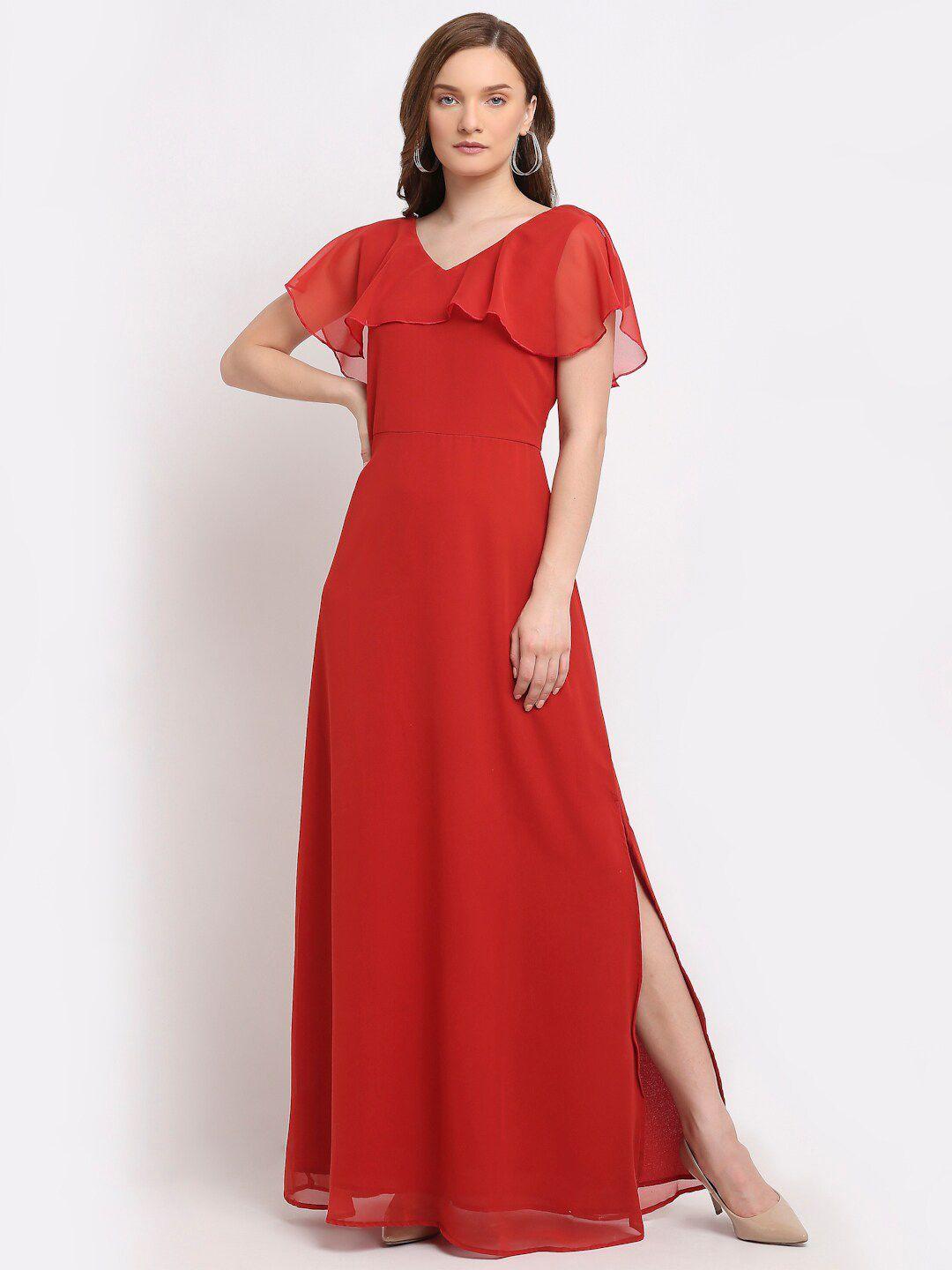 La Zoire Women Red Georgette Maxi Dress