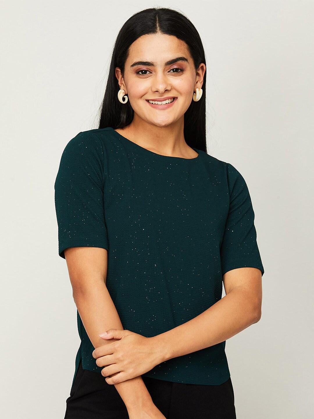 CODE by Lifestyle Women Green Embellished Top
