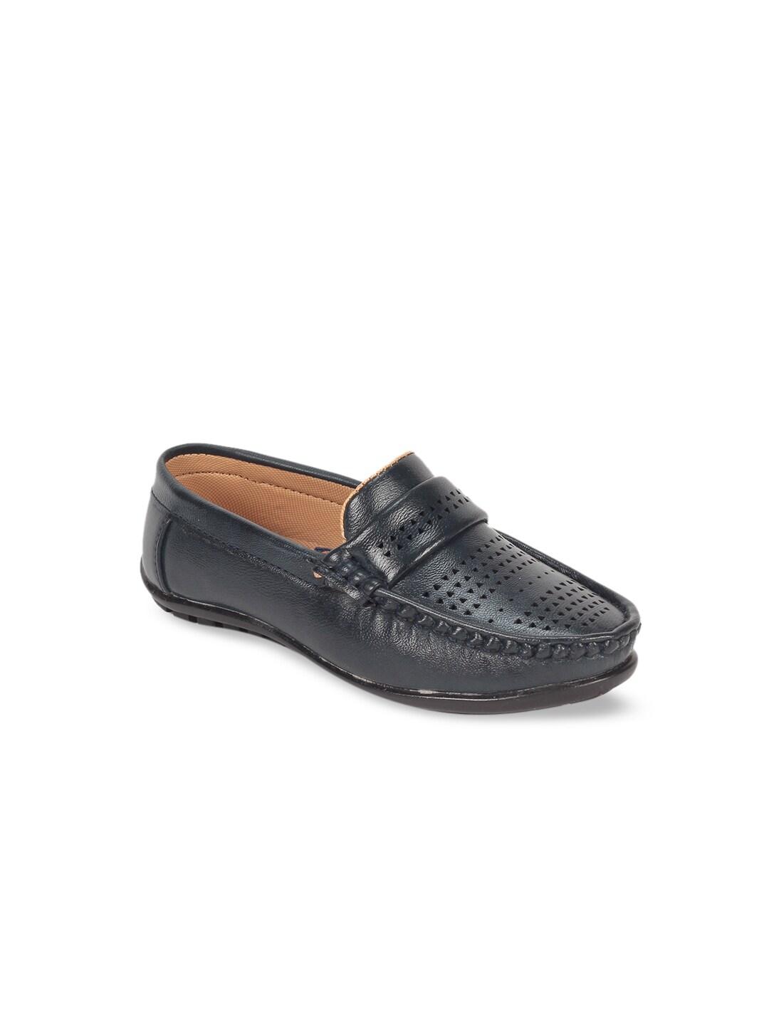 Lil Lollipop Boys Blue Perforations Slip On Loafers