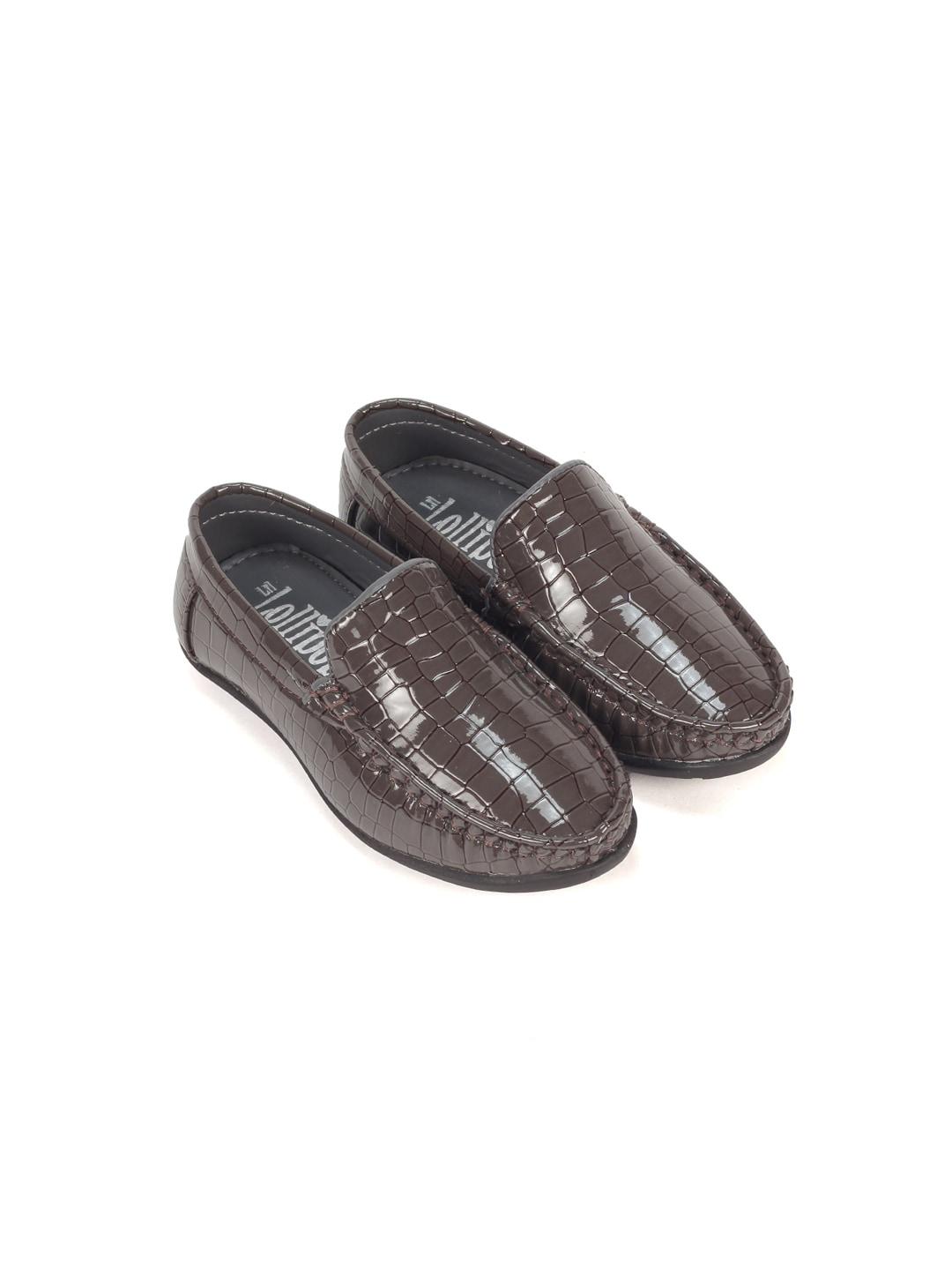 Lil Lollipop Boys Brown Textured Loafers