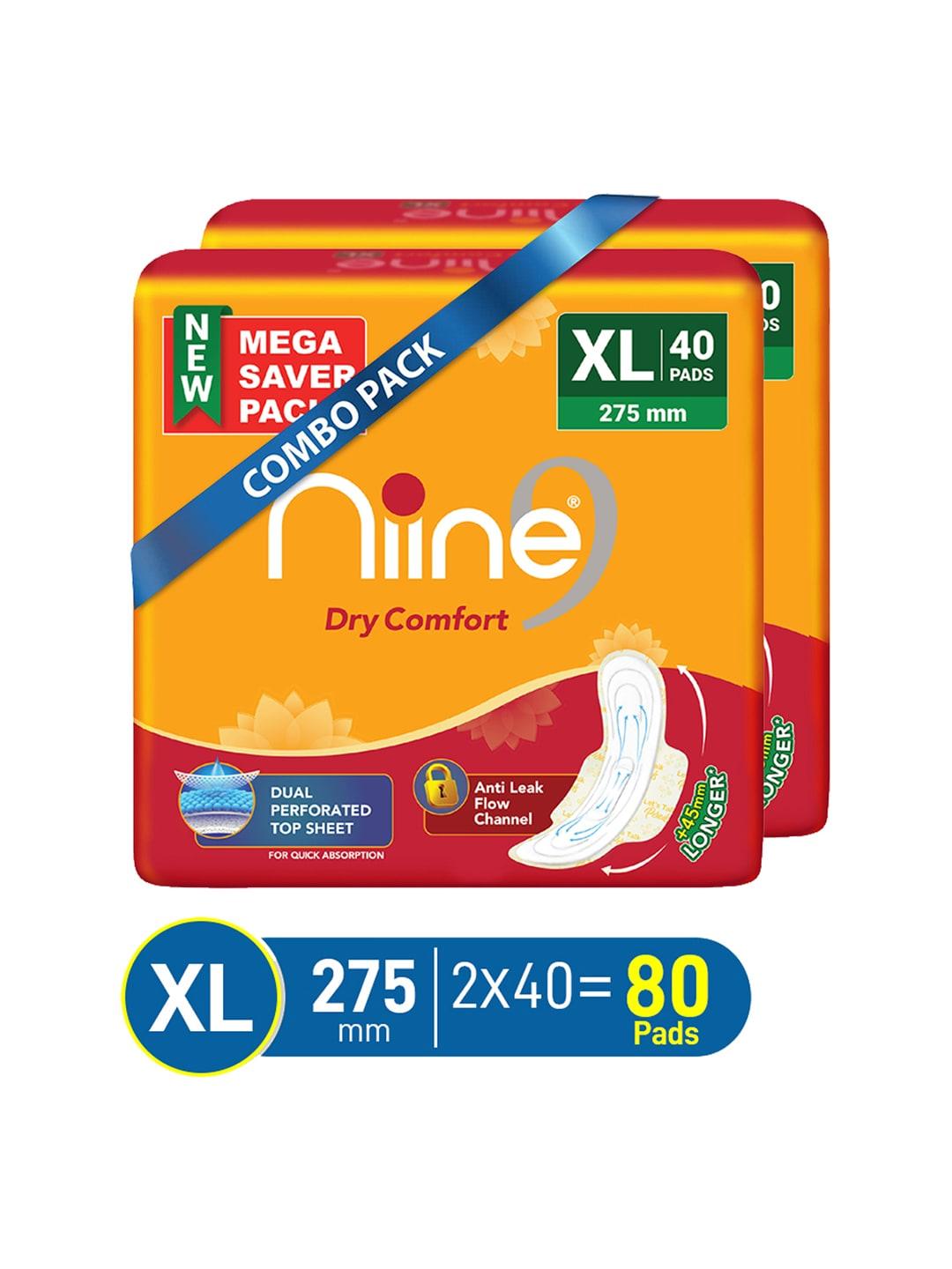 niine-set-of-2-dry-comfort-anti-leak-flow-channel-xl-275-mm-sanitary-pads---40-pads-each