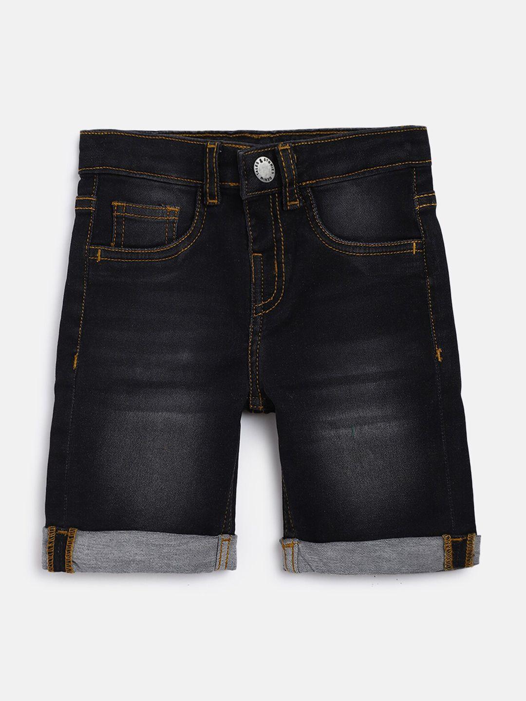 tales-&-stories-boys-black-outdoor-denim-shorts