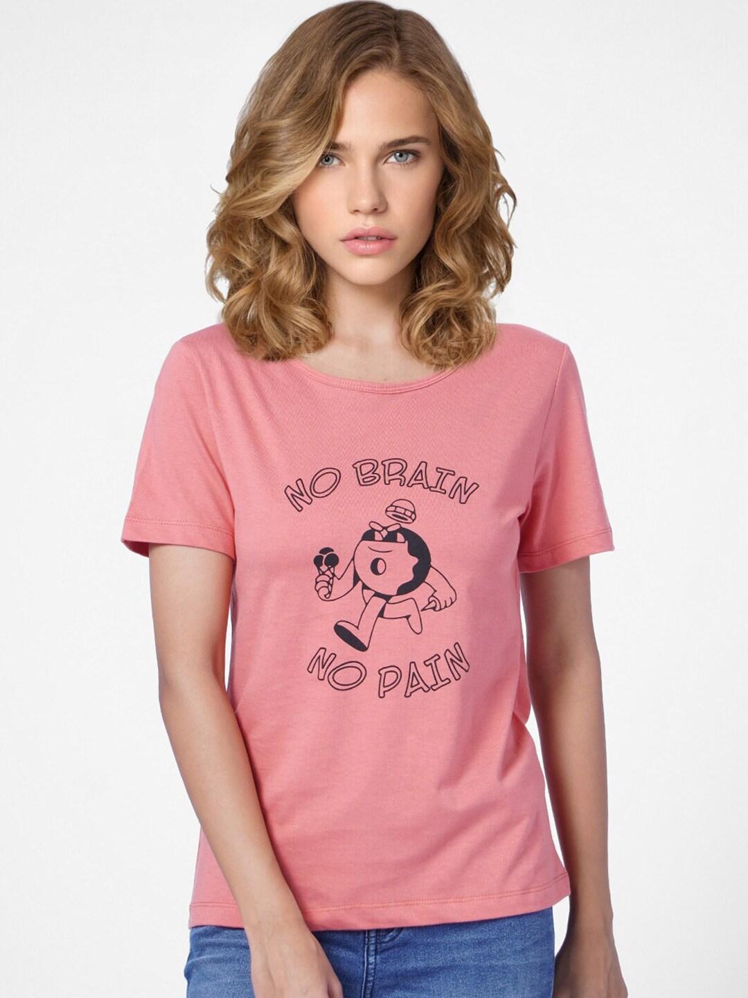 ONLY Women Pink Printed T-shirt