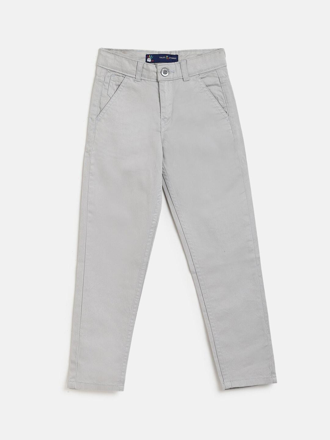 TALES & STORIES Boys Grey Slim Fit Chinos Trousers