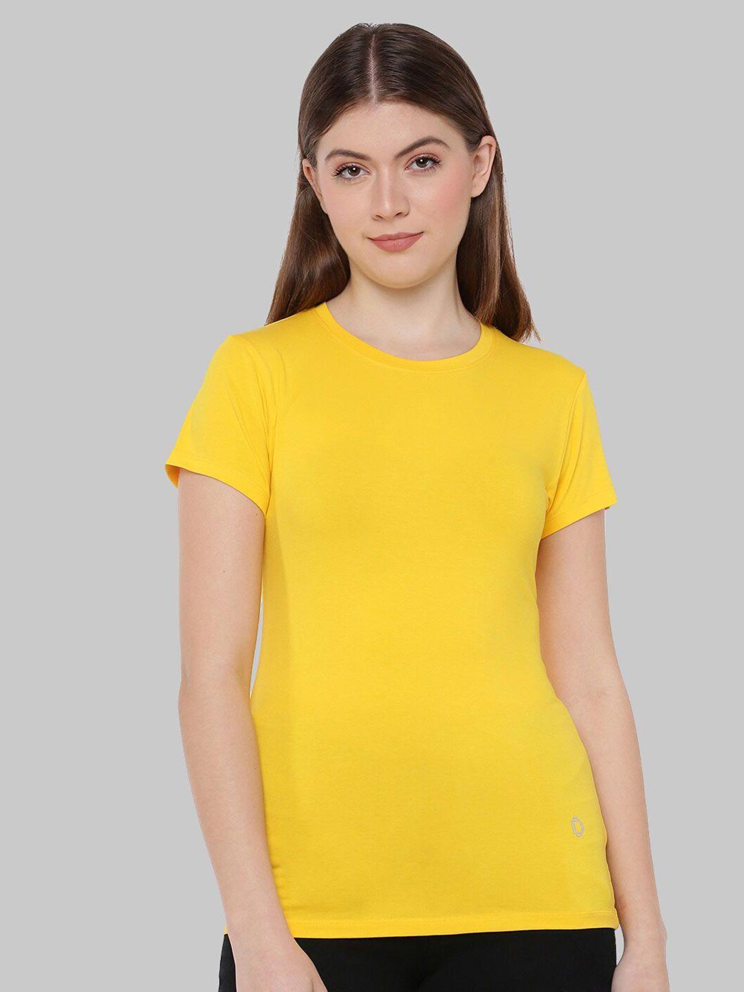 Dollar Missy Women Yellow Anti Odour Slim Fit T-shirt