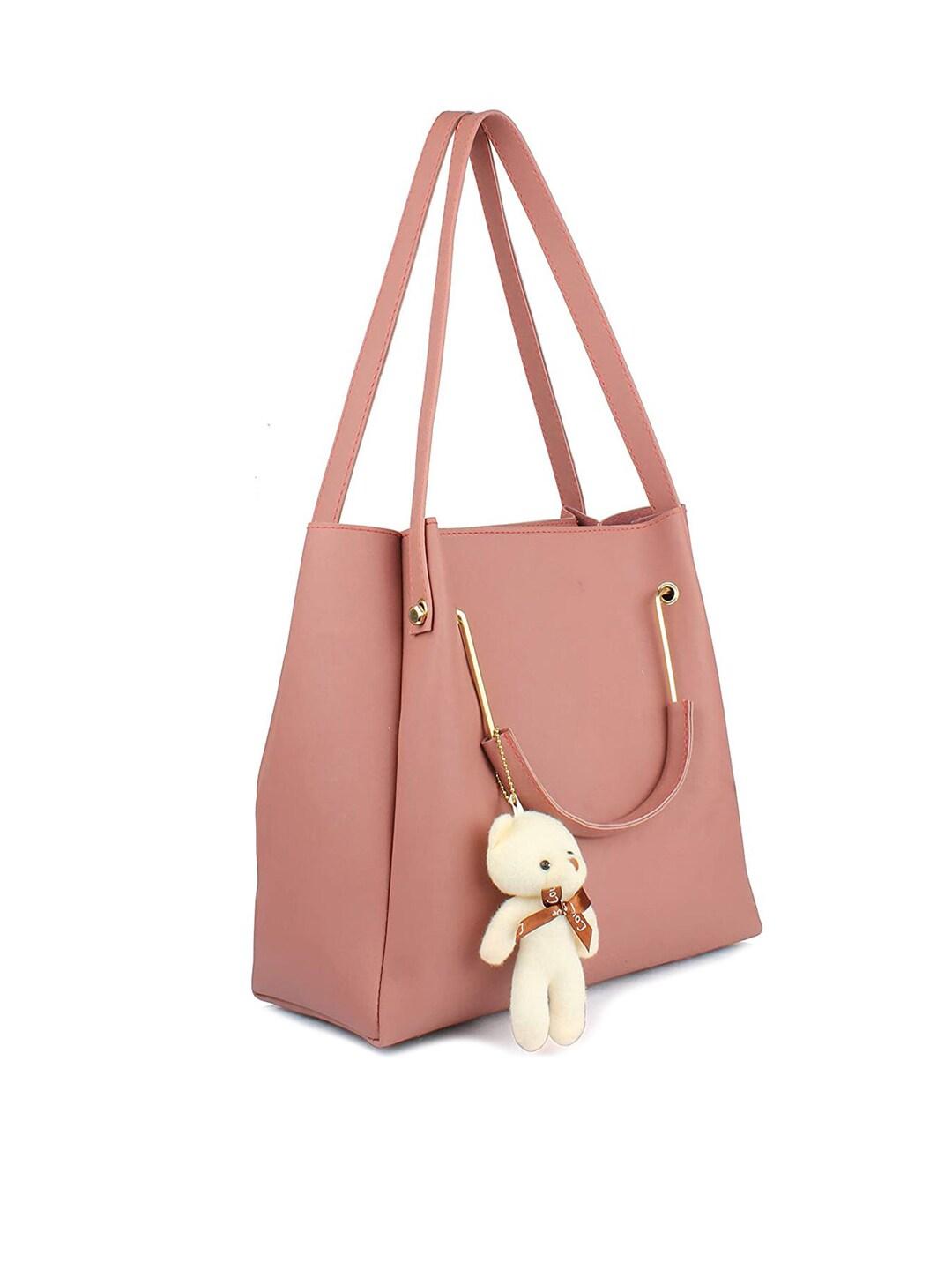 Style Shoes Pink Structured Handheld Bag with Tasselled