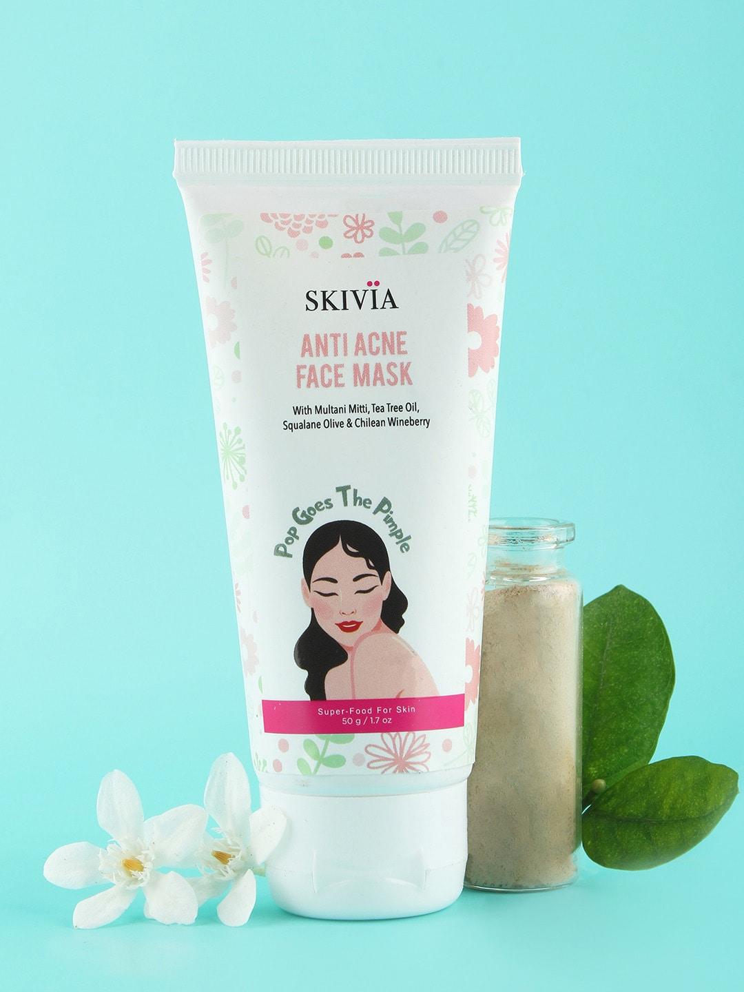 SKIVIA Anti Acne Face Mask With Multani Mitti & Tea Tree Oil To Remove Excess Oil - 50 g