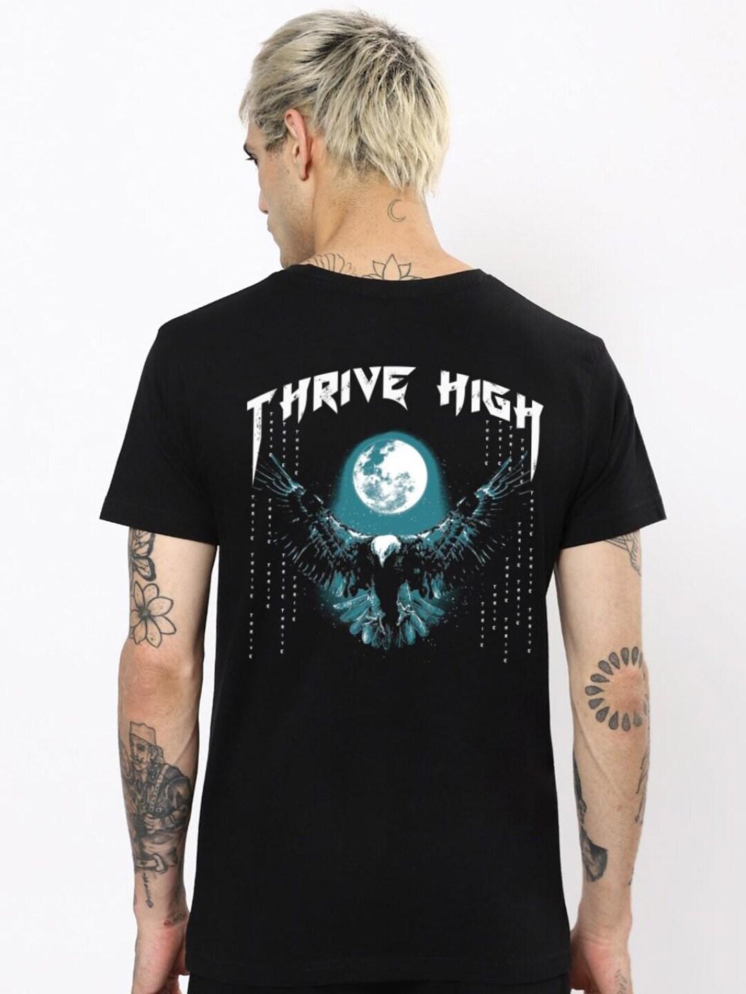 Bewakoof Men's Black Thrive High Graphic Printed T-shirt