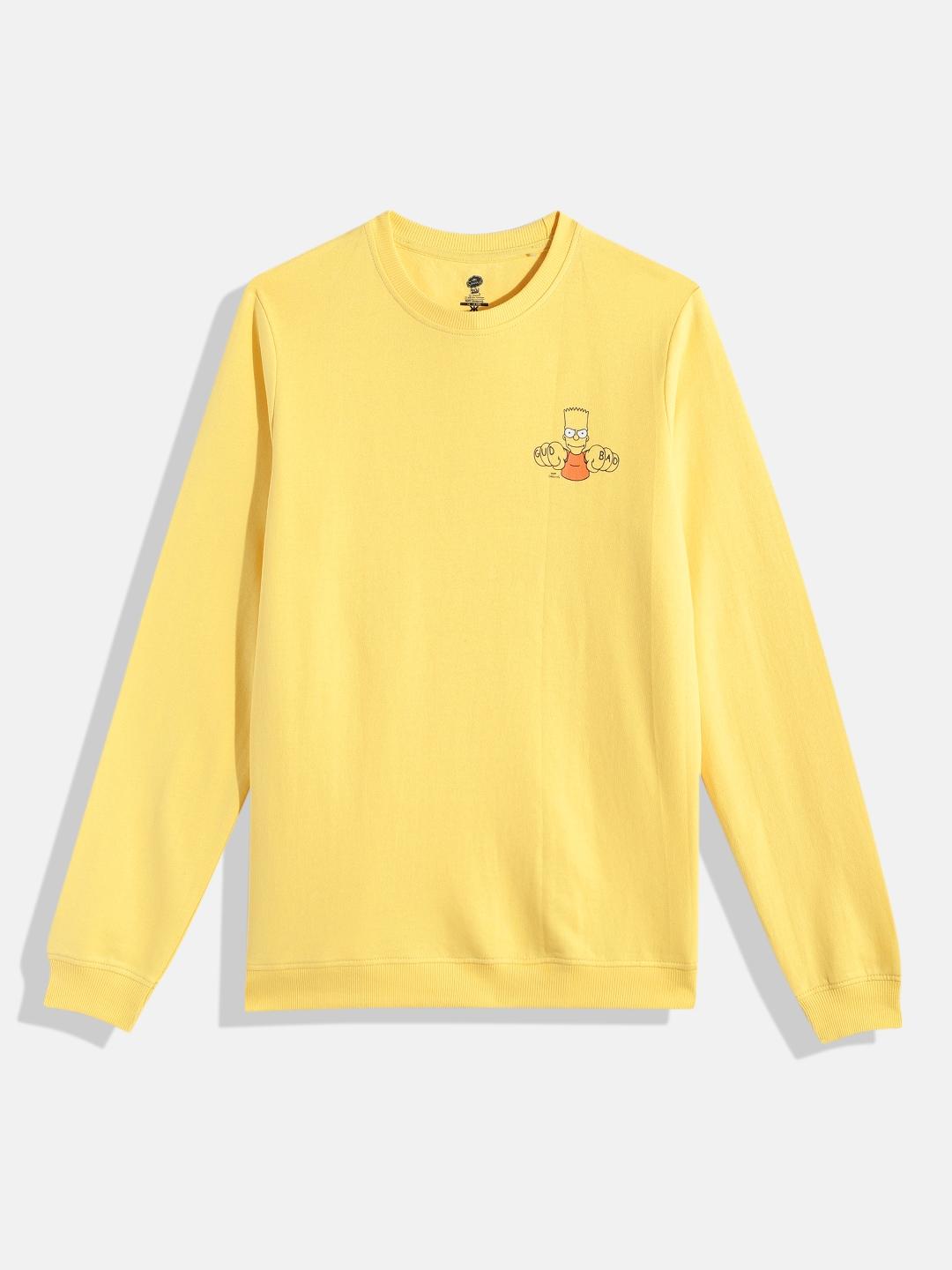 The Simpsons Boys Yellow Solid Pure Cotton Sweatshirt