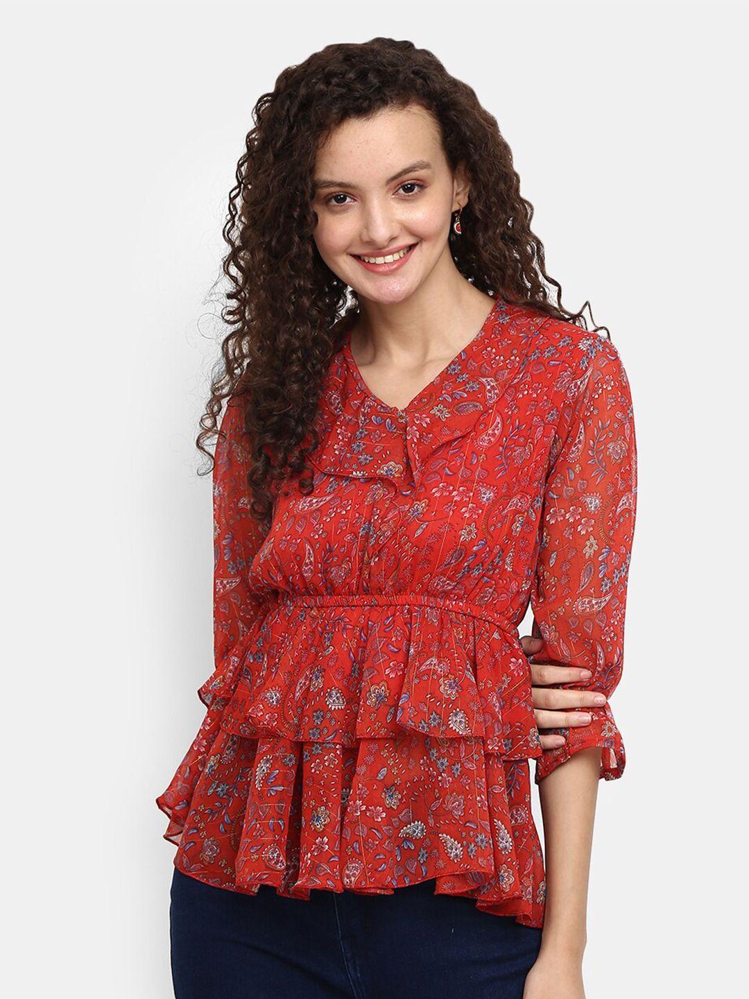 v-mart-red-floral-printed-empire-top